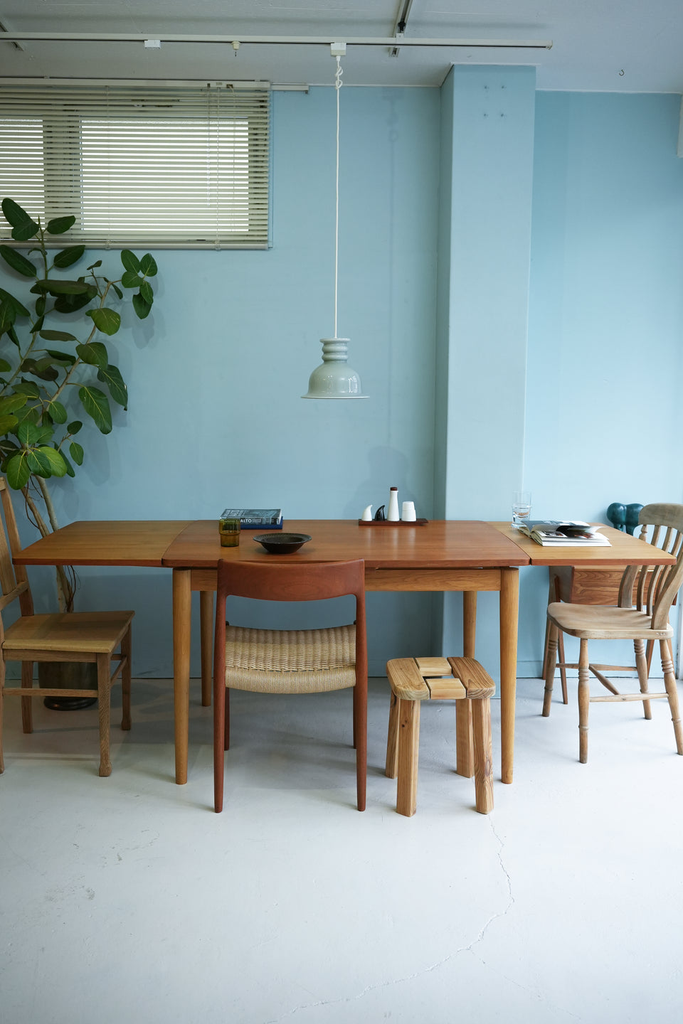 Danish Vintage Extension Dining Table Teak and Oak/デンマークヴィンテージ エクステンション ダイニングテーブル 北欧家具