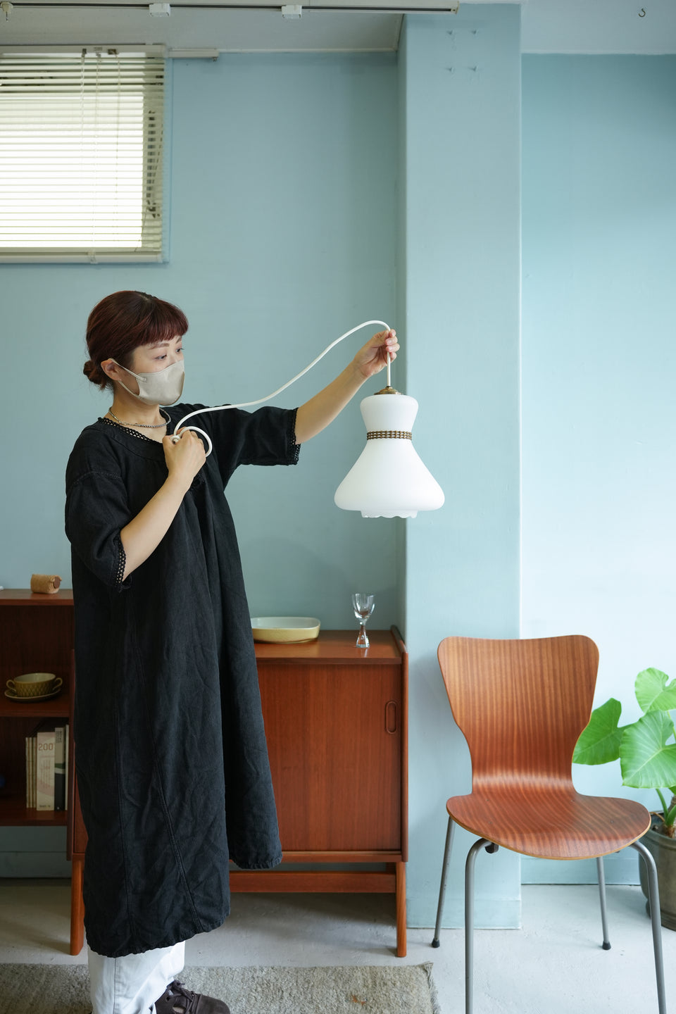 Danish Vintage Frost Glass Pendant Light/デンマークヴィンテージ ペンダントライト フロストガラス 照明 北欧インテリア