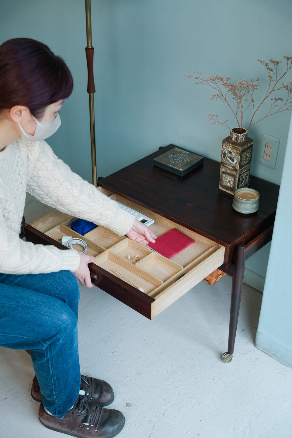 Danish Vintage Sewing Wagon Rosewood/デンマークヴィンテージ ソーイングワゴン サイドテーブル ローズウッド 北欧家具