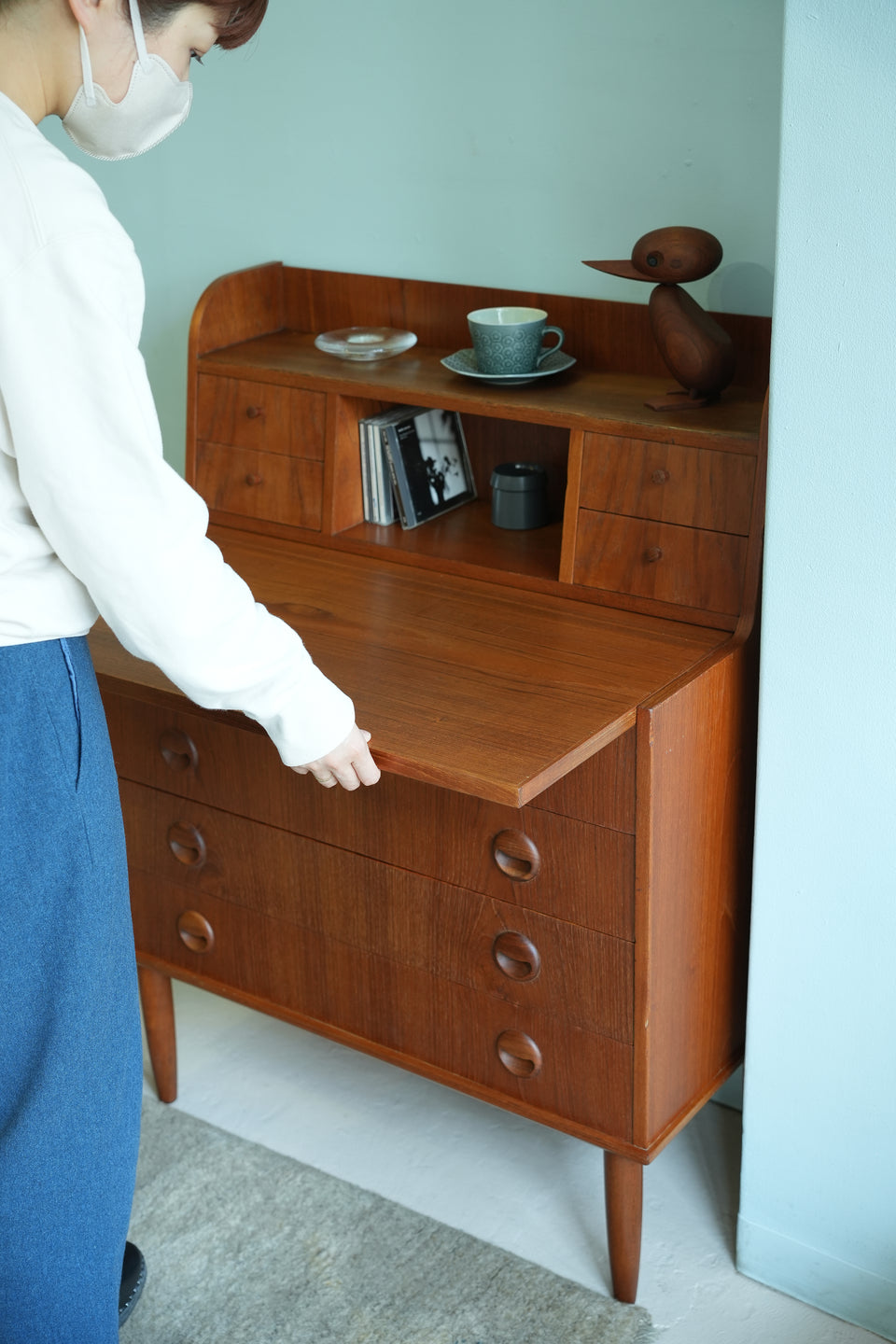 Danish Vintage Writing Bureau Dresser/デンマークヴィンテージ ライティングビューロー ミラー付き 北欧家具