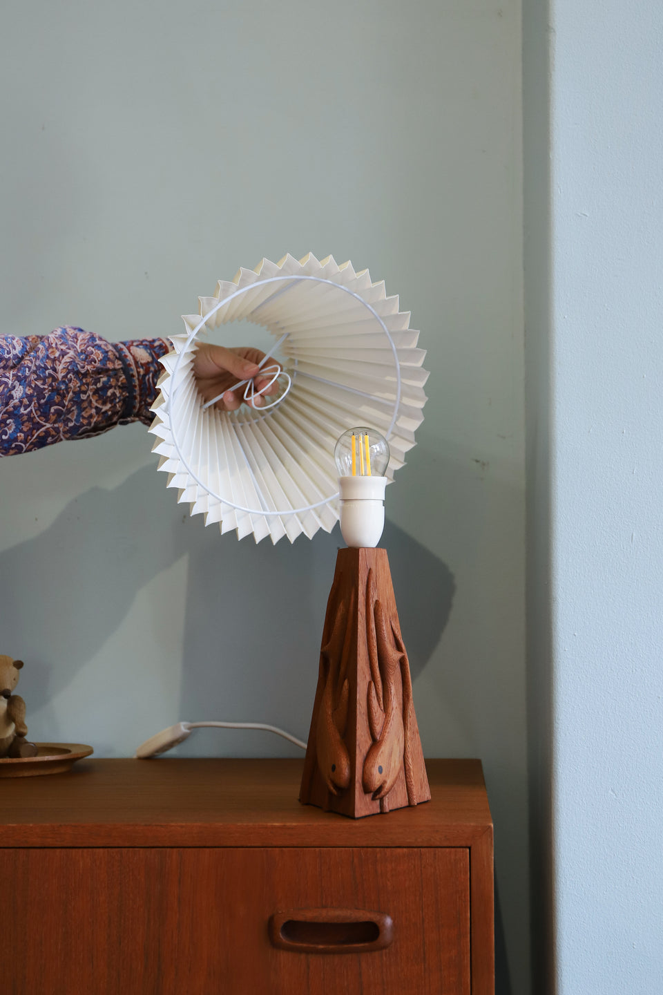 Teakwood Fish Vase Table Lamp Danish Vintage/デンマークヴィンテージ テーブルランプ チーク材 間接照明 北欧インテリア