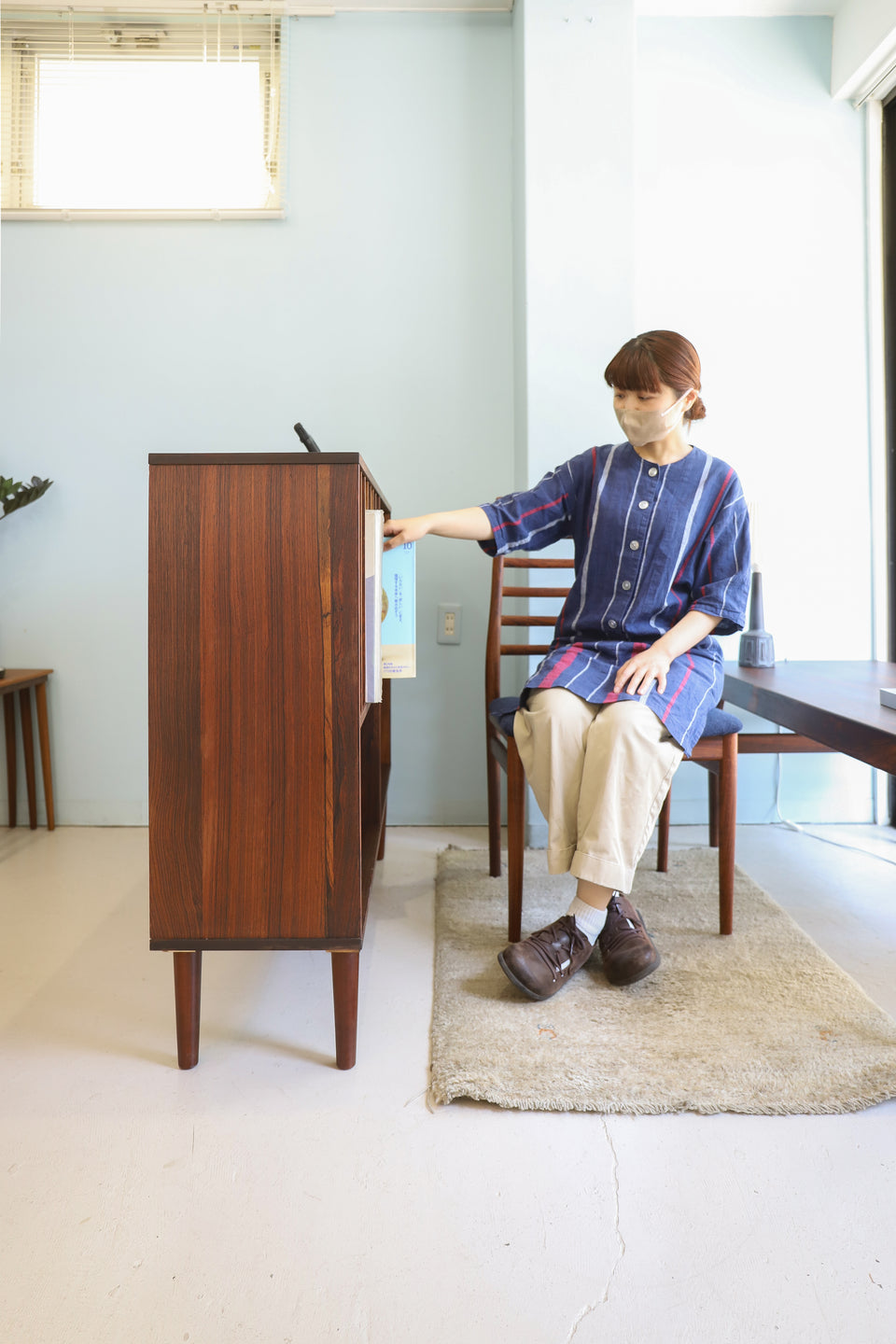 Bookcase with Vinyl Rack Rosewood Danish Vintage/デンマークヴィンテージ ブックケース 本棚 レコードラック ローズウッド 北欧家具