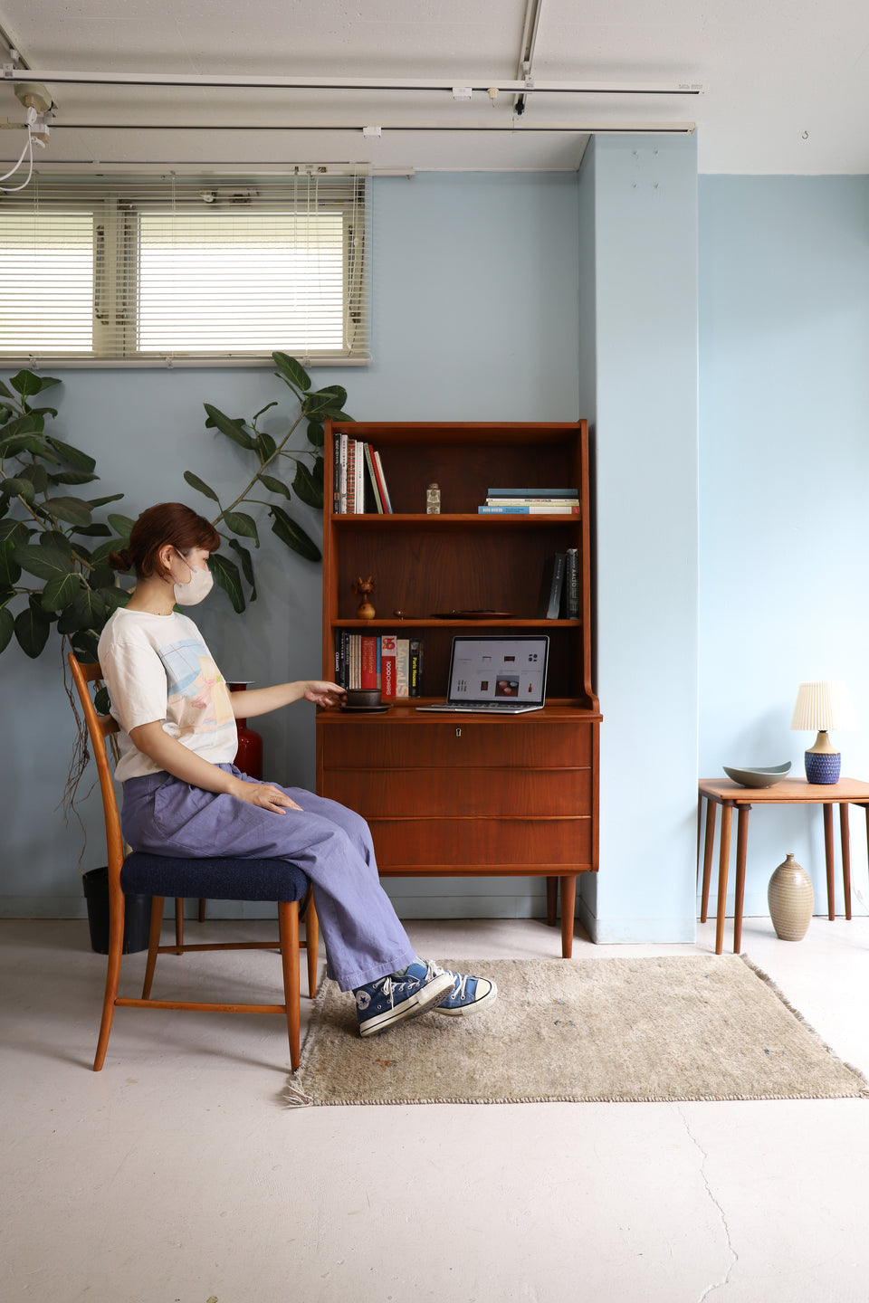 Danish Vintage Bookcase Bureau/デンマークヴィンテージ ブックケース ビューロー 本棚 チーク材 北欧家具