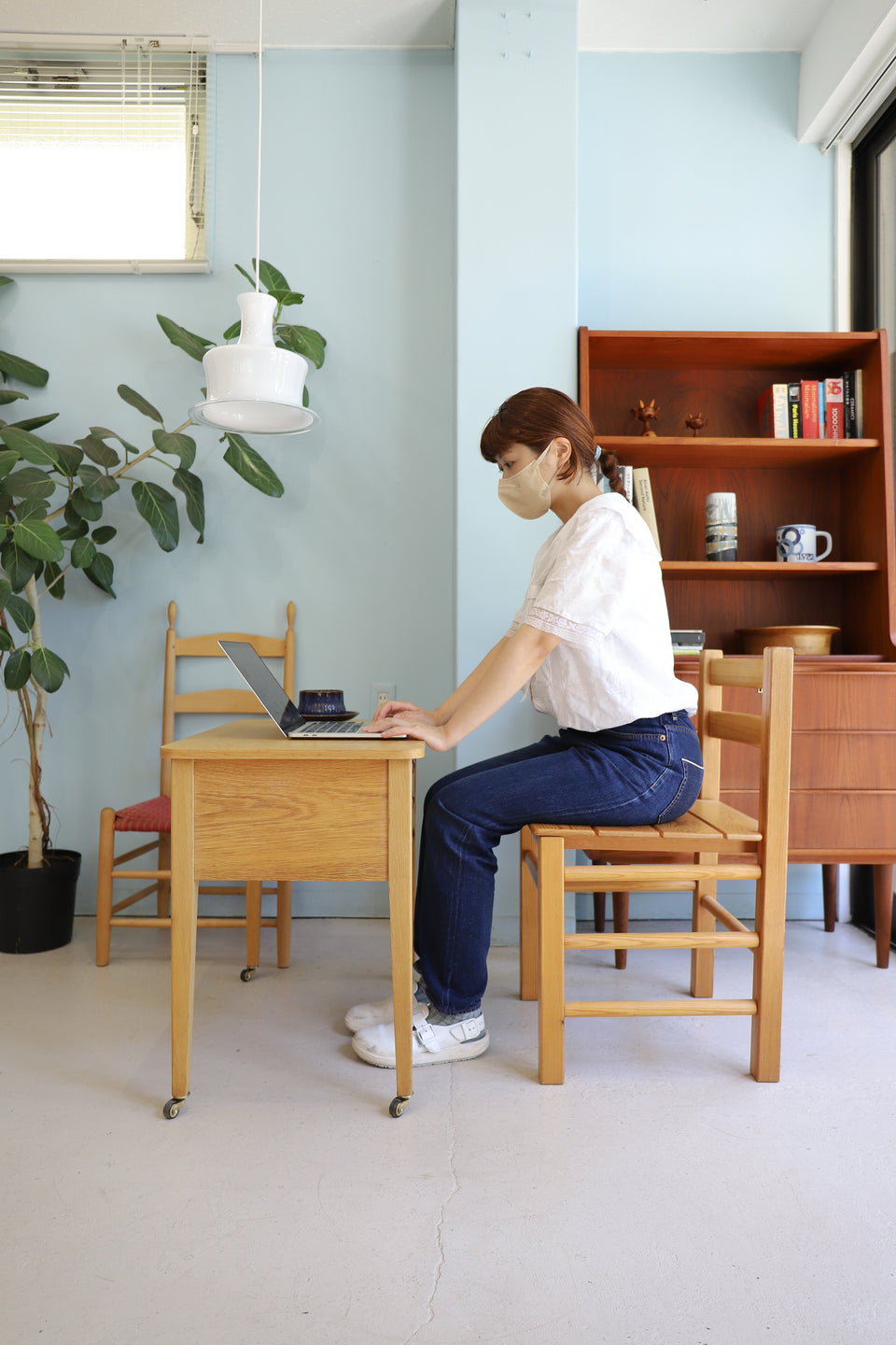 Scandinavian Vintage Sewing Table Wagon Oakwood/北欧ヴィンテージ ソーイングワゴン サイドテーブル オーク材