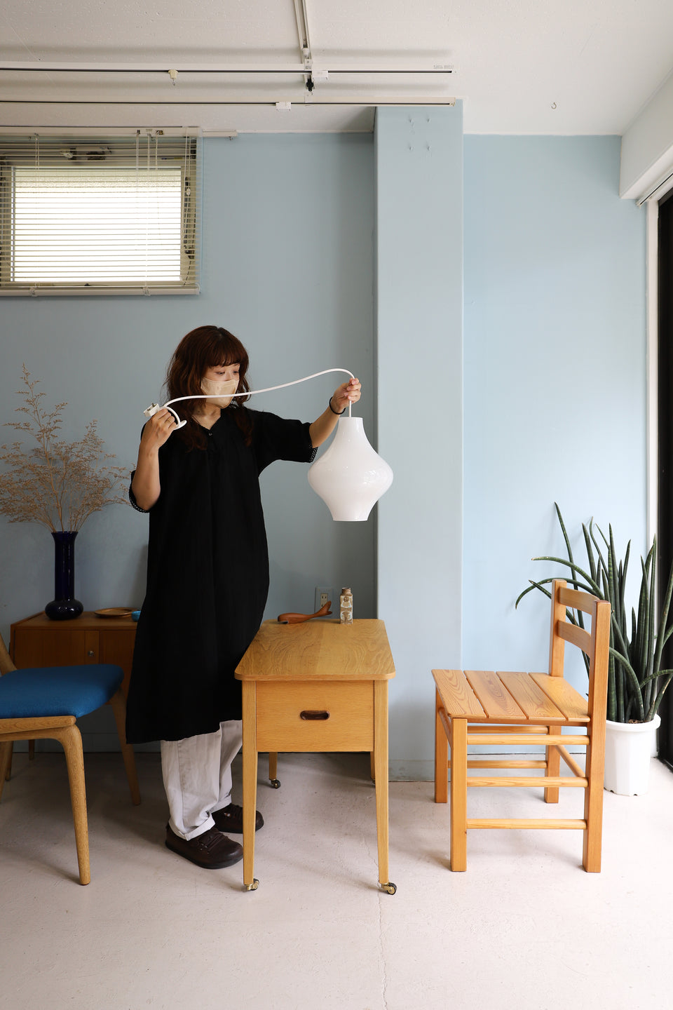 Vintage Opal Glass Pendant Light/ヴィンテージ オパールガラス ペンダントライト 照明
