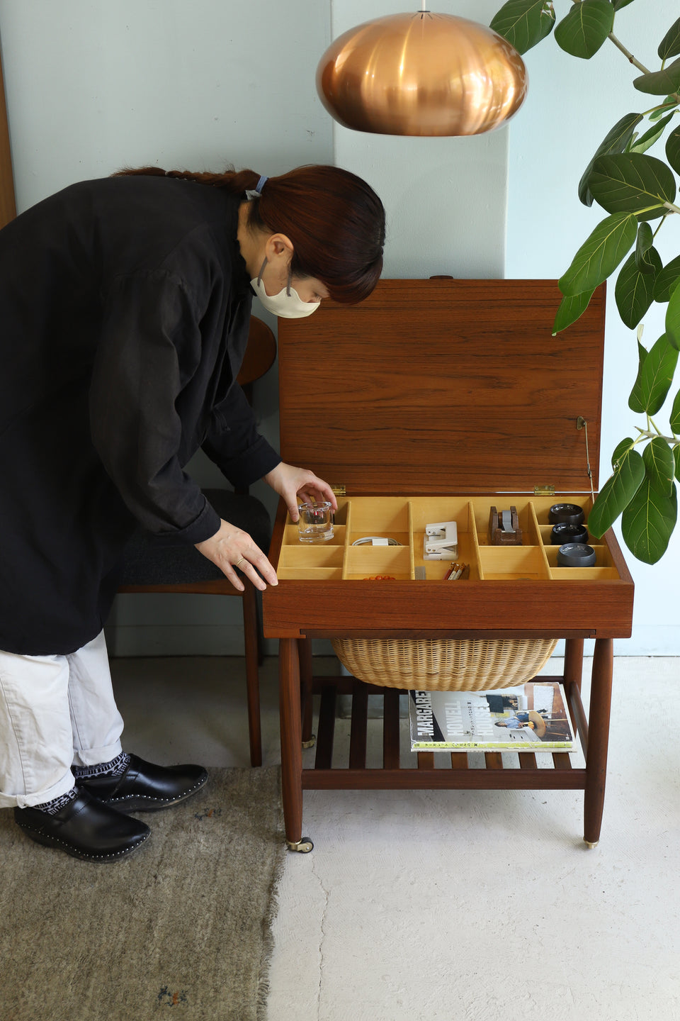 Danish Vintage Sewing Table Wagon Ejvind A. Johansson R101/デンマークヴィンテージ ソーイング テーブル ワゴン