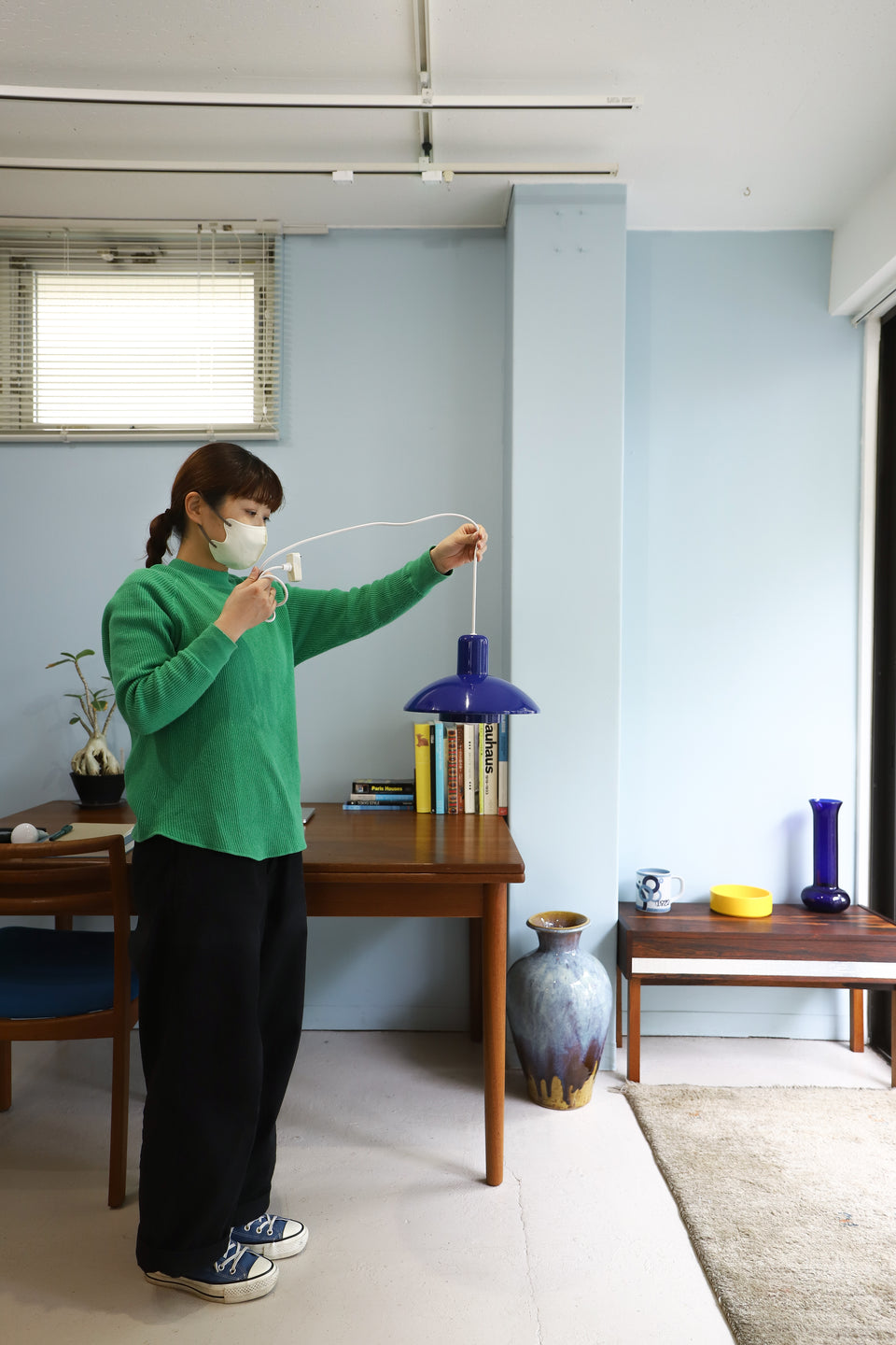 Horn Pendant Light Type728 Blue Danish Vintage/デンマークヴィンテージ ホーン ペンダントライト 照明 北欧インテリア