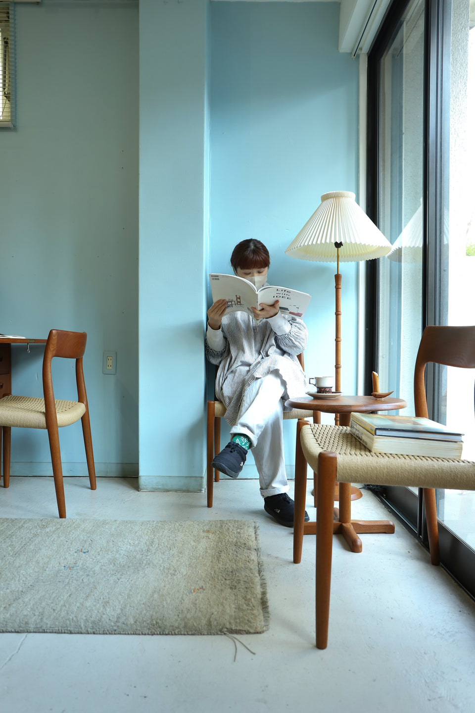 J.L. Møller Dining Chair No.77 N.O. Møller Teakwood/J.L.モラー ダイニングチェア チーク材 ペーパーコード 北欧ヴィンテージ