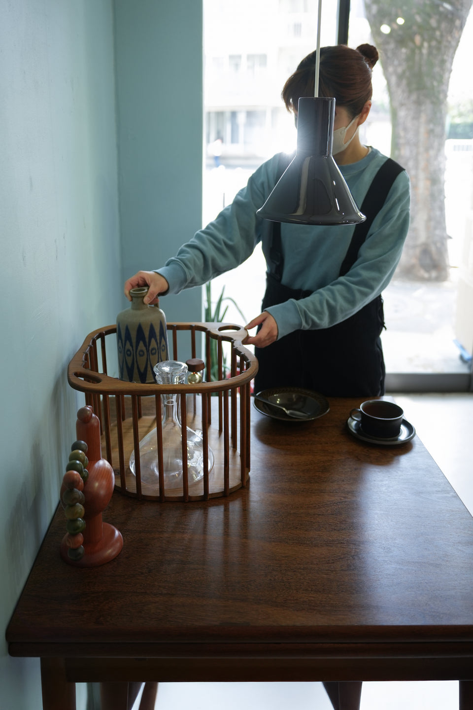 Old Teak Chair & Wooden Basket/オールドチーク チェア 木製バスケット 椅子 カゴ 民芸
