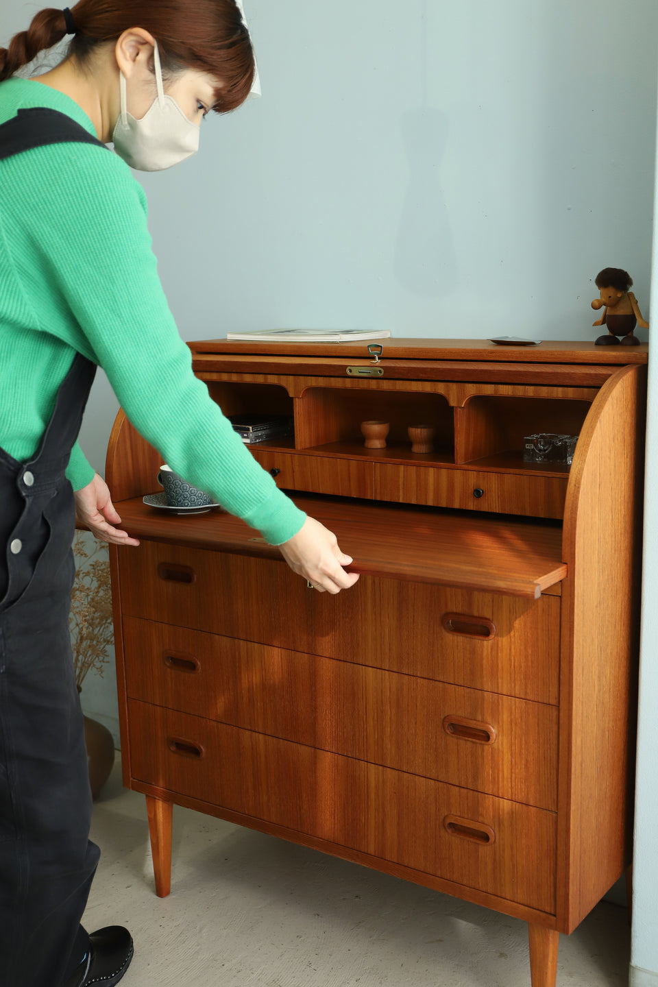 Swedish Vintage Rolltop Writing Bureau Egon Ostergaard/スウェーデンヴィンテージ ロールトップ ライティングビューロー 北欧家具