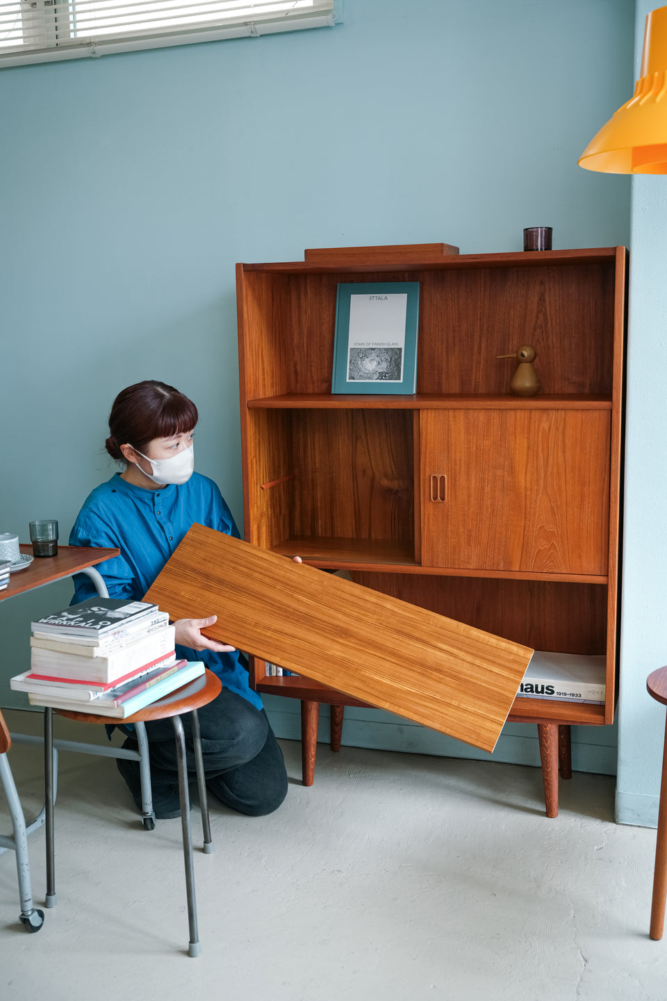Teak Bookcase Shelf with Door Danish Vintage/デンマークヴィンテージ ブックケース シェルフ扉付き チーク材
