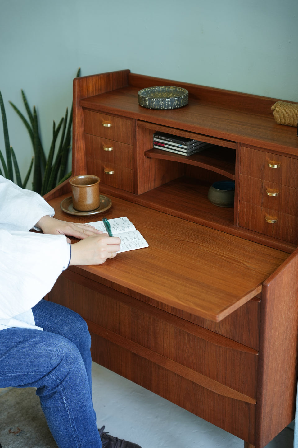 Teakwood Writing Bureau Dresser Danish Vintage/デンマークヴィンテージ ライティングビューロー ミラー付き 北欧家具