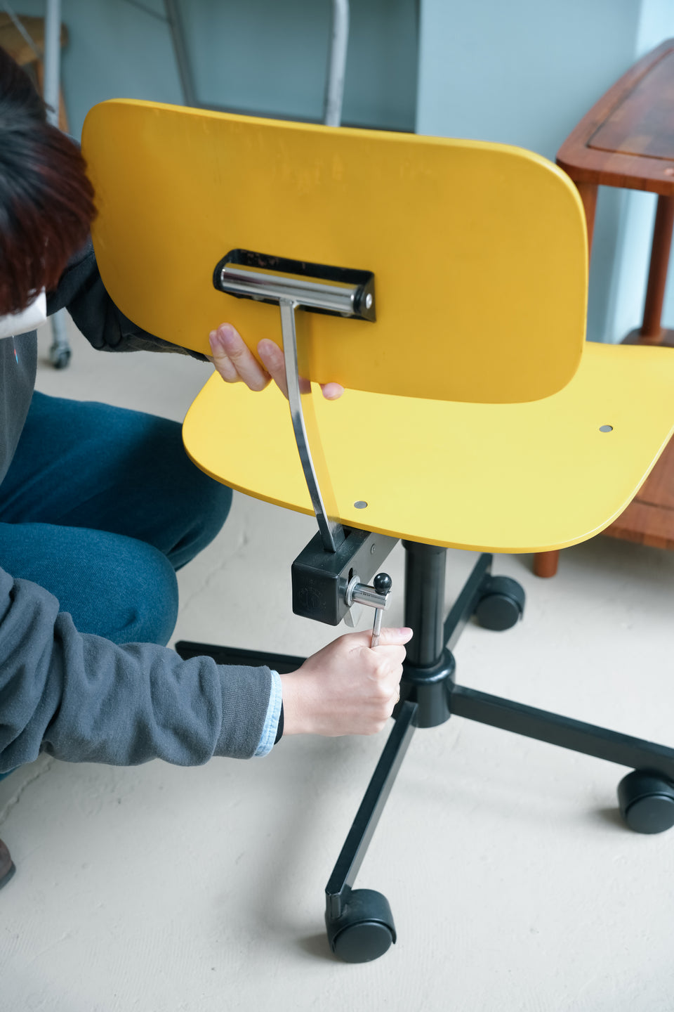 Vintage Rabami Chair STOLE-112 Yellow/デンマークヴィンテージ ラバミ キャスターチェア4本脚 北欧デザイン