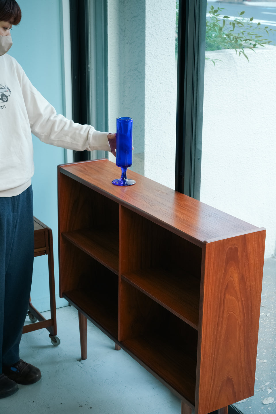 Danish Vintage Teak Slim Low Bookcase/デンマークヴィンテージ ブックケース チーク材 本棚 北欧家具