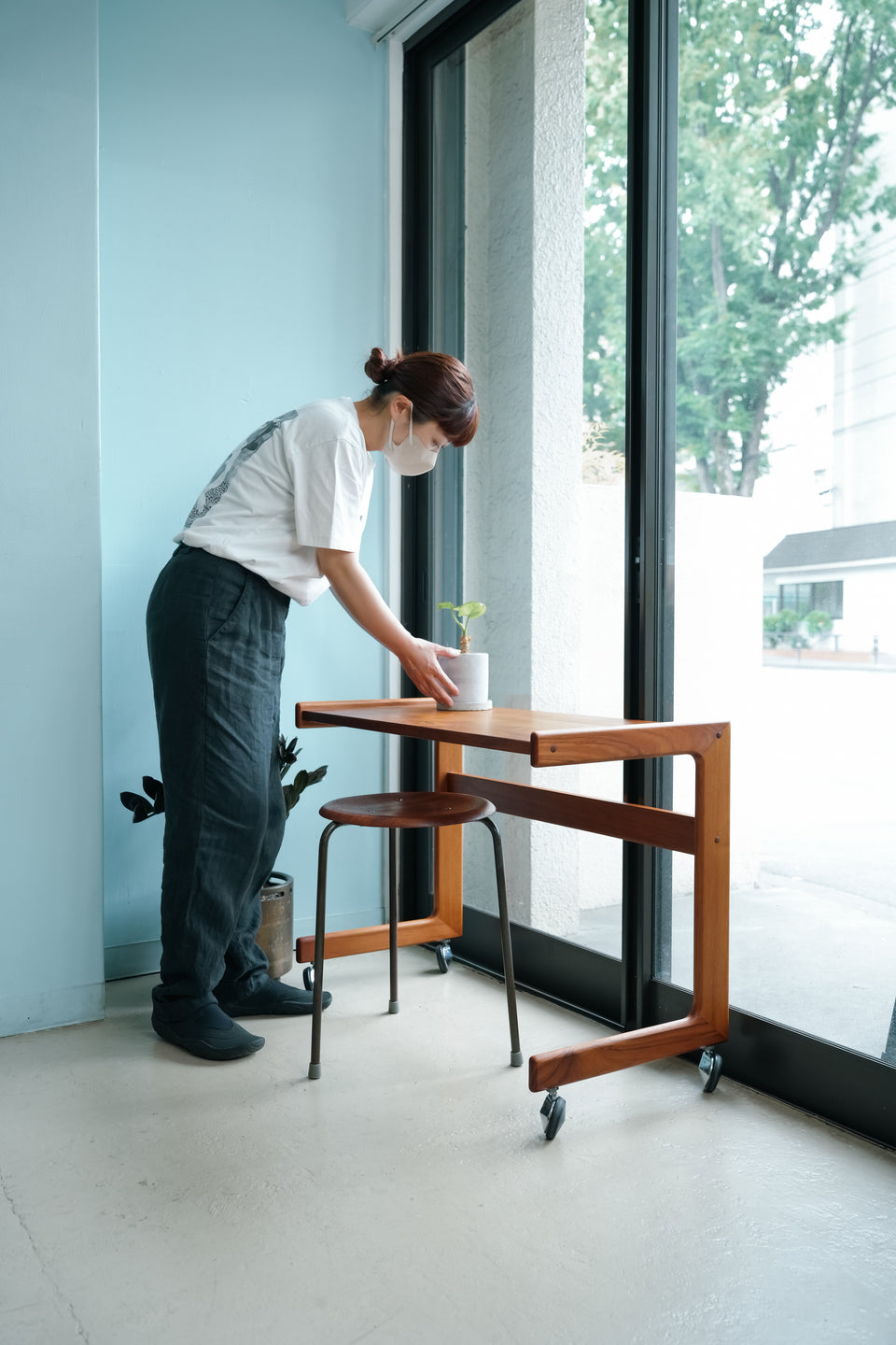 Danish Vintage Teak Working Table/デンマークヴィンテージ ワークテーブル キャスター付き チーク材