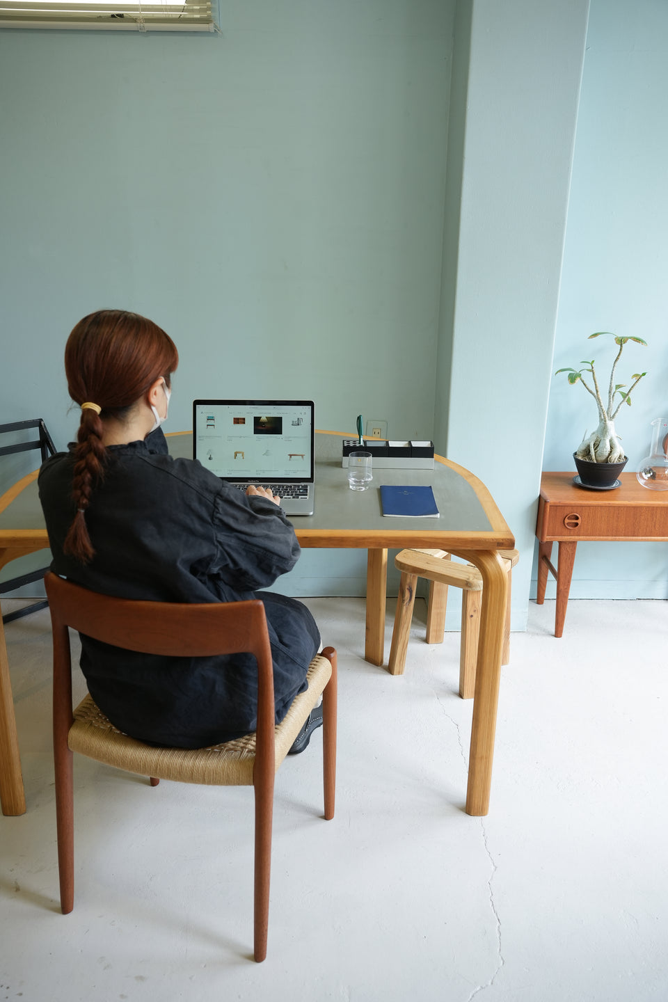 Farstrup Linoleum Top Table Half Round Table/ファーストラップ リノリウムトップ テーブル デンマークヴィンテージ