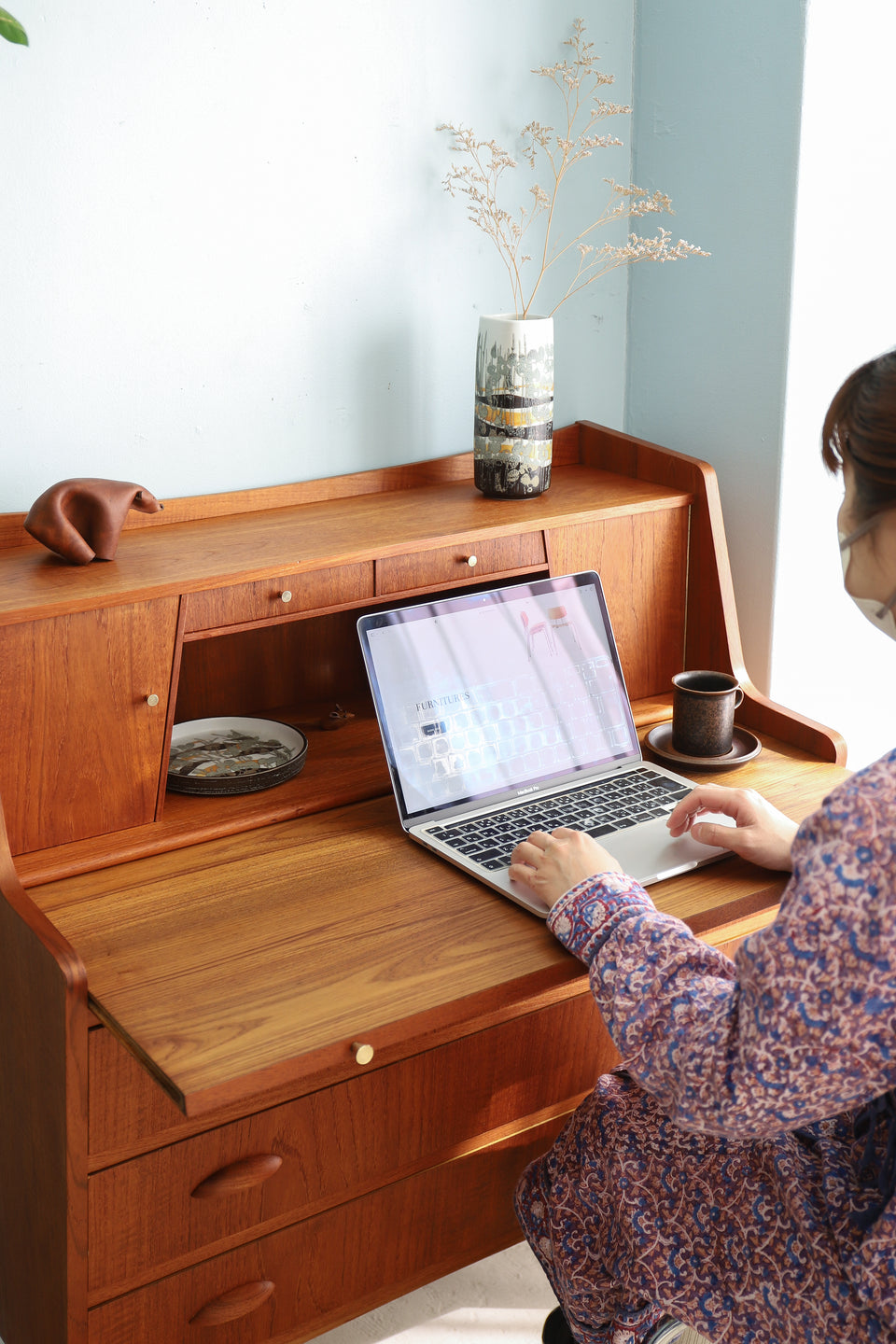 Bjerringbro Stolefabrik Teakwood Writing Bureau Danish Vintage/デンマークヴィンテージ ライティングビューロー チーク材 北欧家具