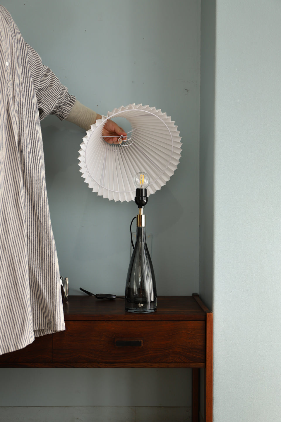 Swedish Vintage Strömbergshyttan Table Lamp Glass Vase/スウェーデンヴィンテージ ストロムベルグ テーブルランプ ガラスベース 間接照明 北欧インテリア