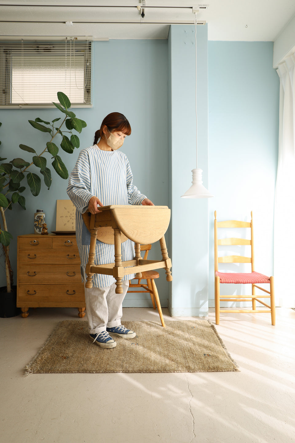 Danish Vintage Oakwood Extension Side Table/デンマークヴィンテージ エクステンションサイドテーブル オーク材 北欧家具