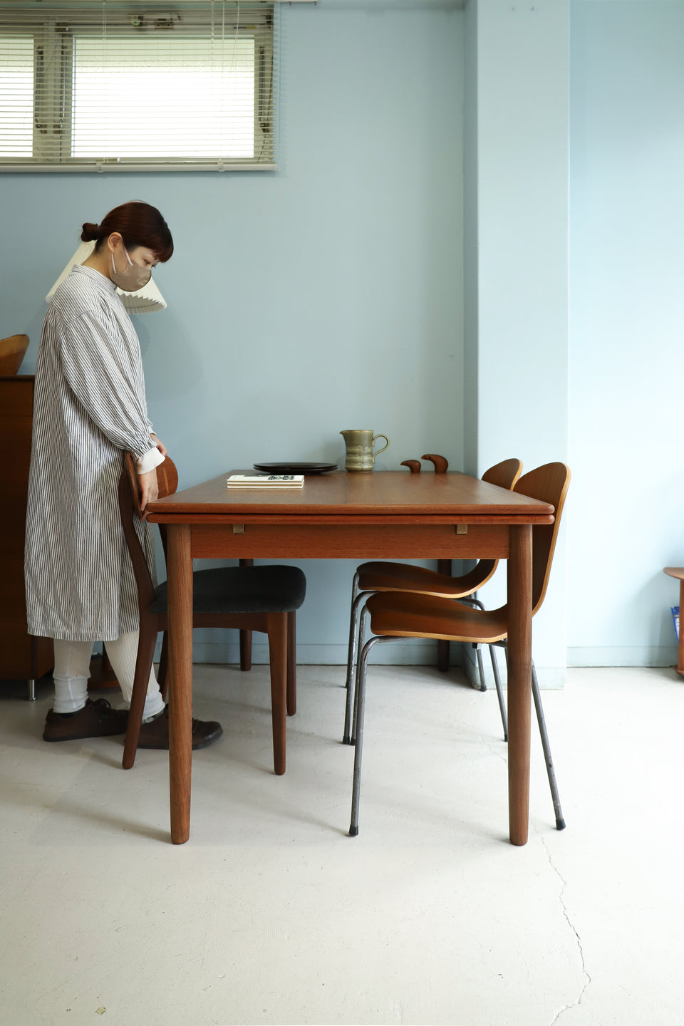 Teakwood Extension Dining Table Draw Leaf Danish Vintage/デンマークヴィンテージ ドローリーフ エクステンション ダイニングテーブル 北欧家具