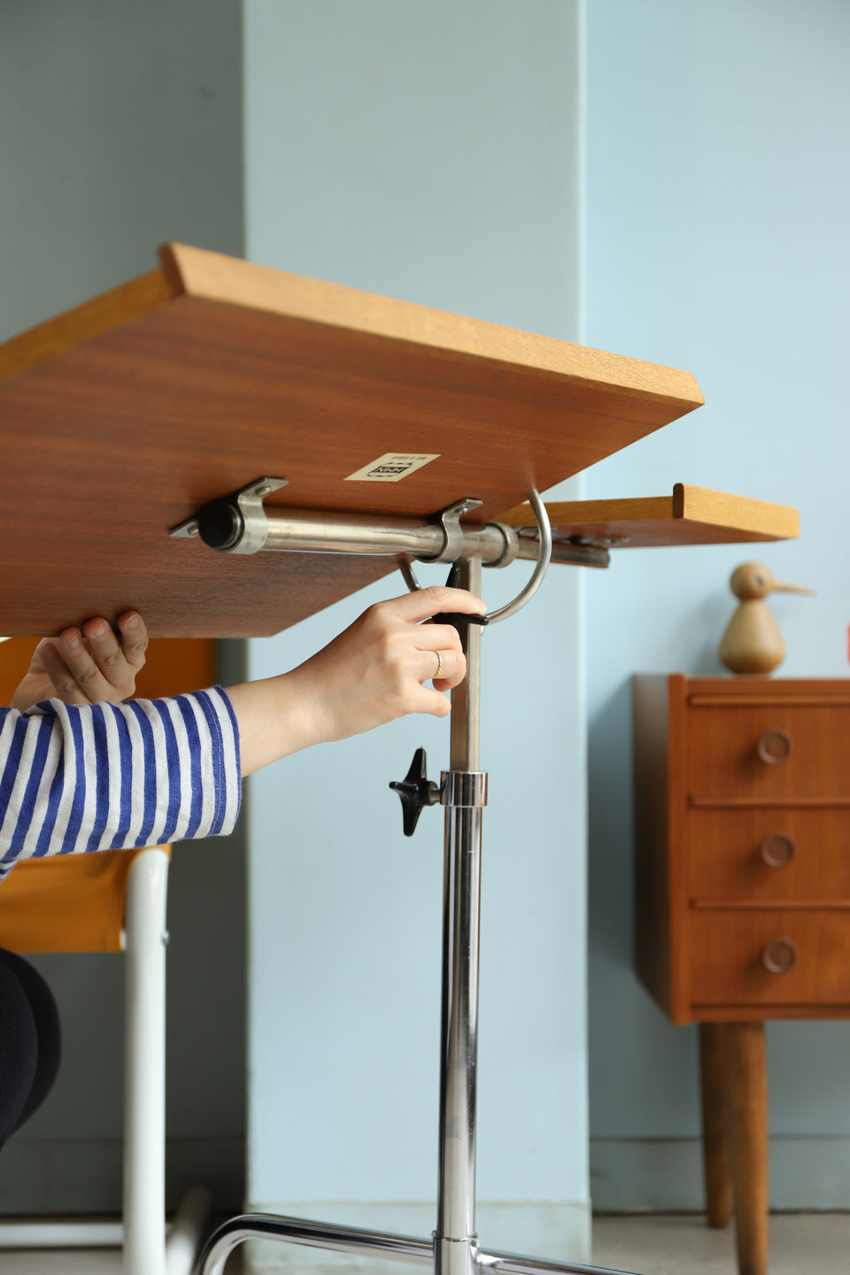 Danish Vintage H.M.N Adjustable Caster Table/デンマークヴィンテージ キャスターテーブル オーク材