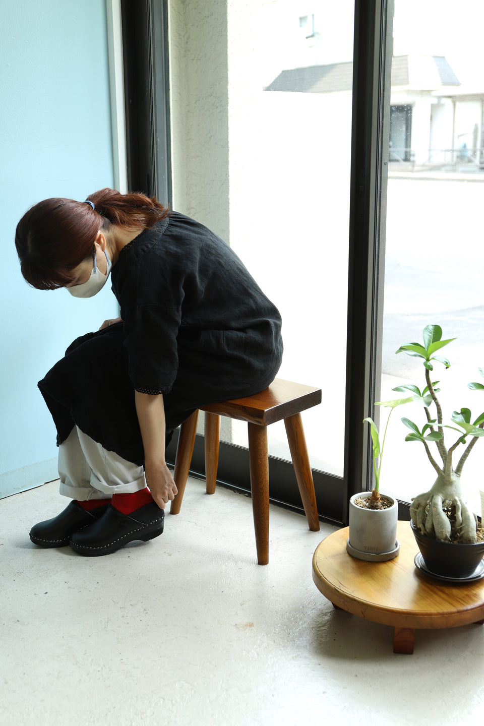 Solid Wood Side Table Stool/無垢材 サイドテーブル スツール 花台