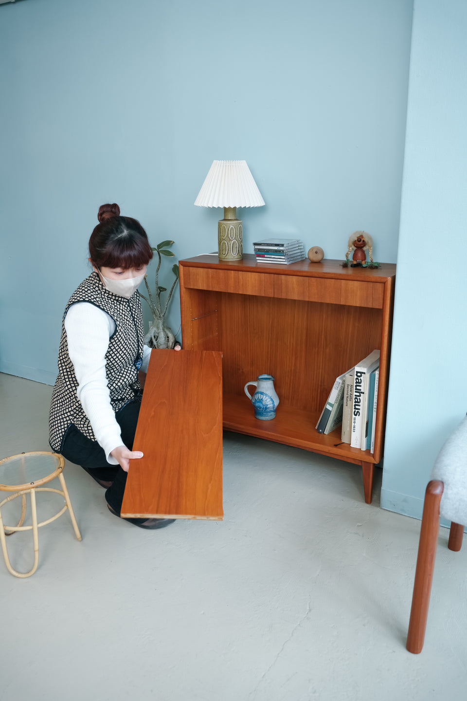 Swedish Vintage Bookcase with Drawer/スウェーデンヴィンテージ ブックケース 引き出し付 チーク材 北欧家具