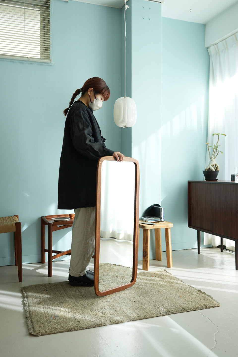 Teak Frame Wall Mirror Danish Vintage/デンマークヴィンテージ ウォールミラー 鏡 チーク材 北欧インテリア