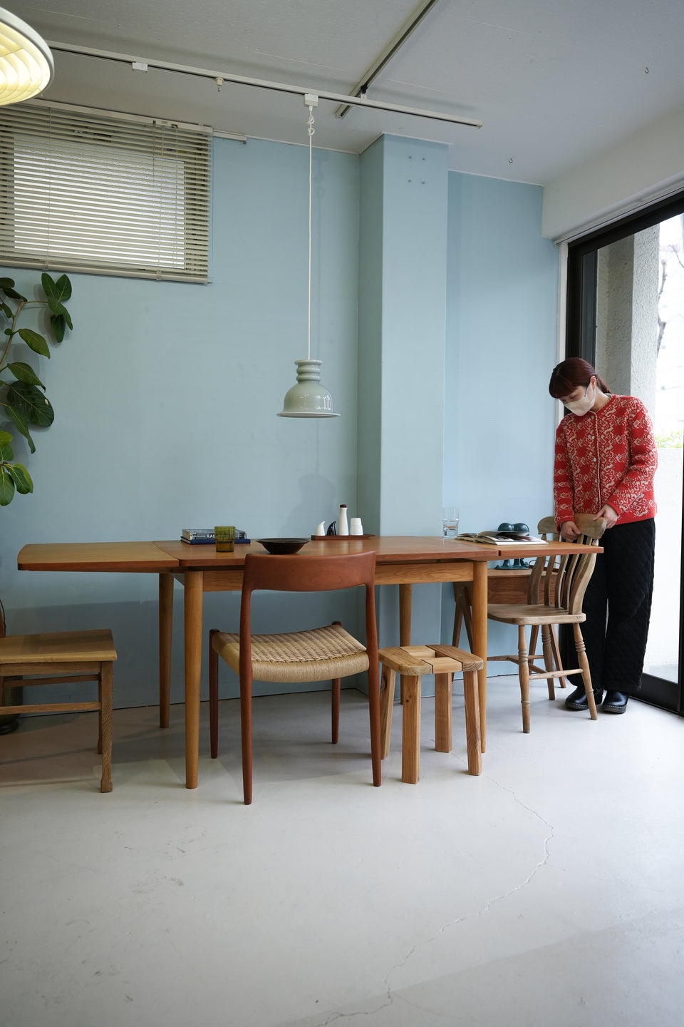 Danish Vintage Extension Dining Table Teak and Oak/デンマークヴィンテージ エクステンション ダイニングテーブル 北欧家具