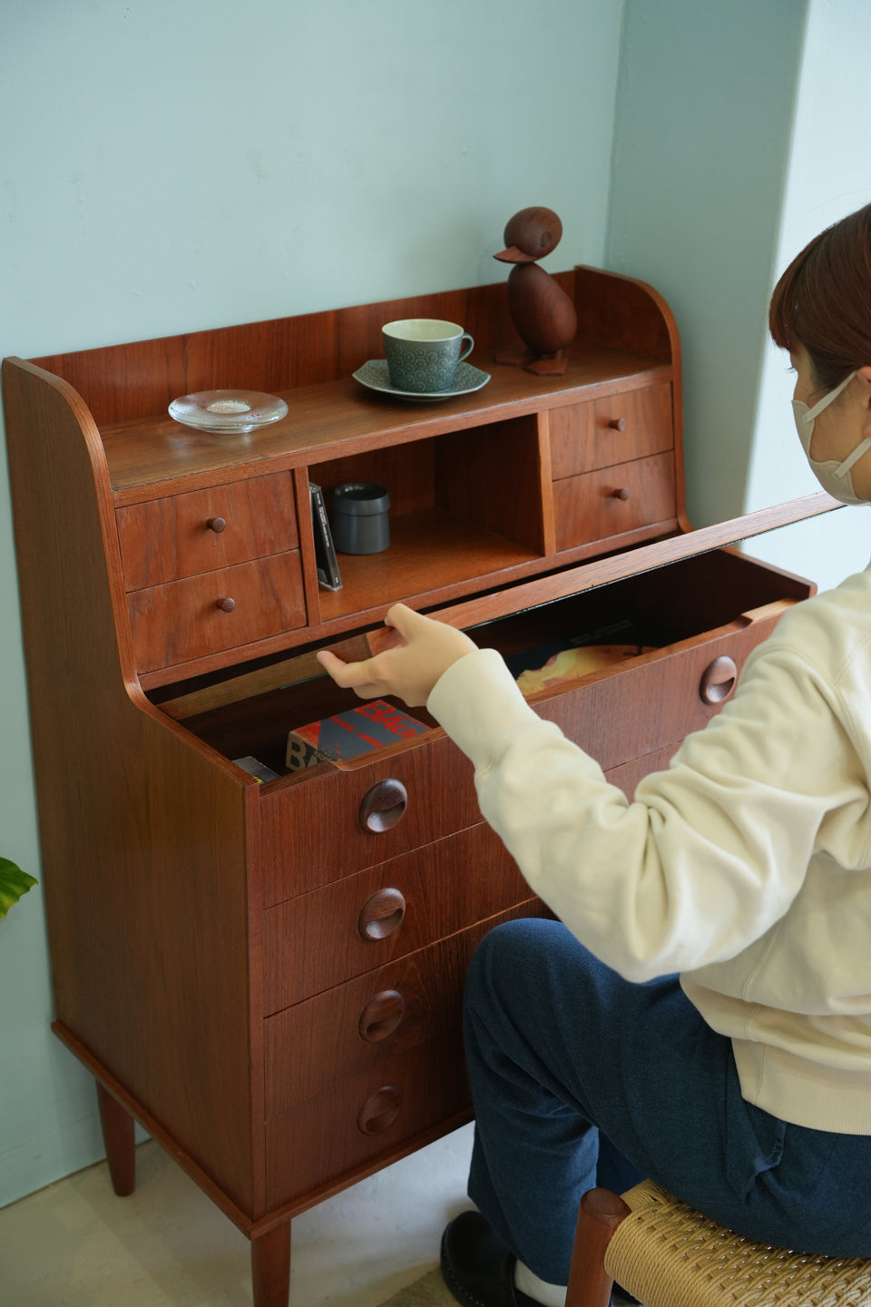 Danish Vintage Writing Bureau Dresser/デンマークヴィンテージ ライティングビューロー ミラー付き 北欧家具