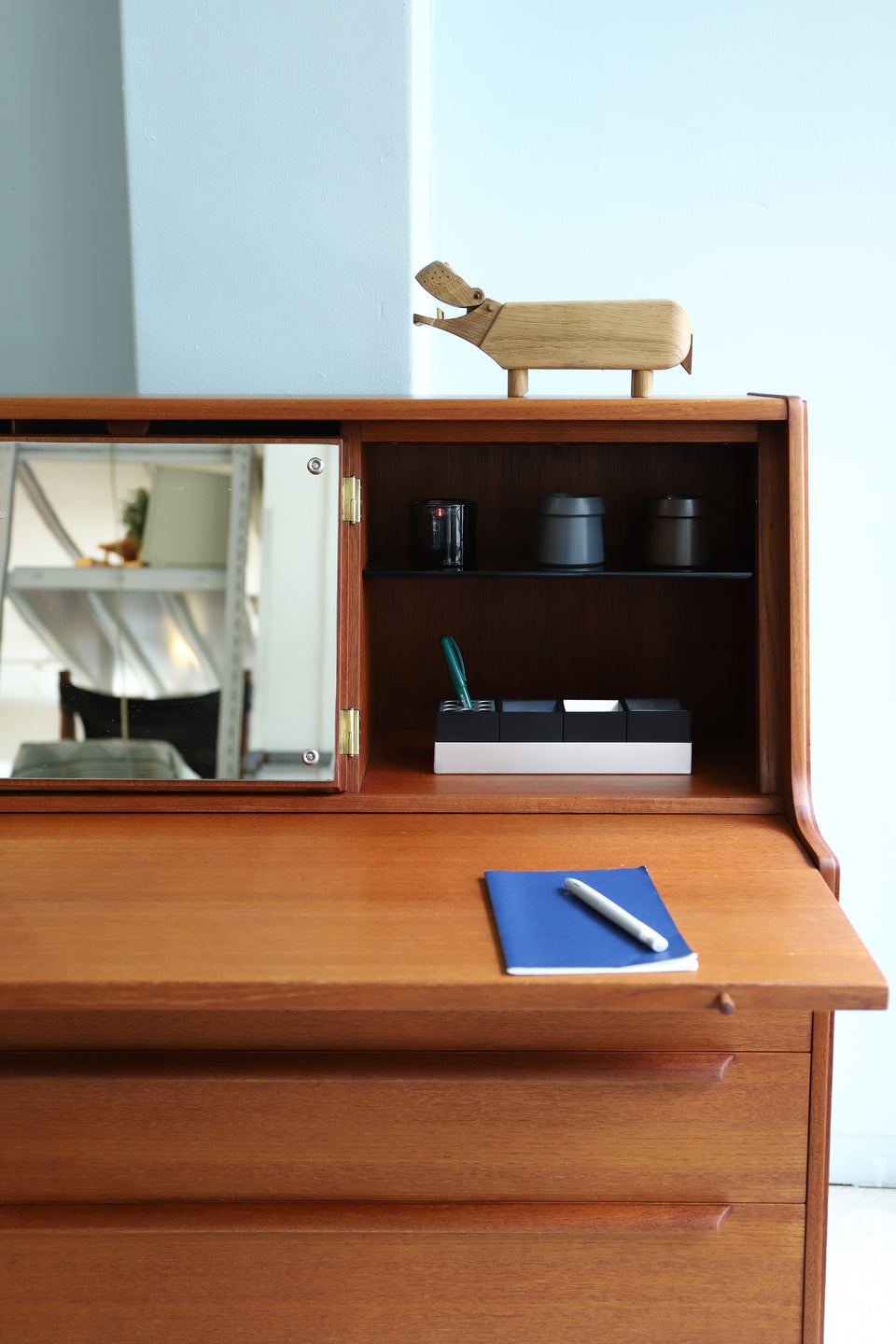 Danish Vintage Ølholm Møbelfabri Writing Bureau with Mirror/デンマークヴィンテージ ライティングビューロー ミラー付き 北欧家具