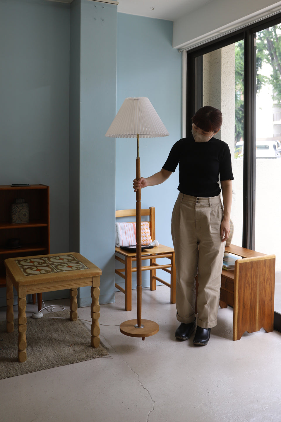 Danish Vintage Floor Stand Oakwood/デンマークヴィンテージ フロアスタンドライト オーク材 間接照明 北欧インテリア