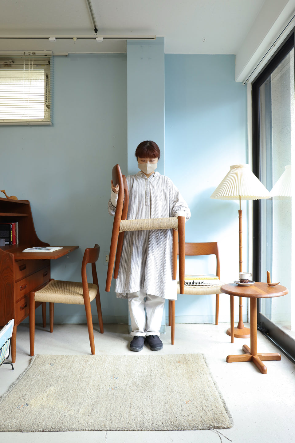 J.L. Møller Dining Chair No.77 N.O. Møller Teakwood/J.L.モラー ダイニングチェア チーク材 ペーパーコード 北欧ヴィンテージ