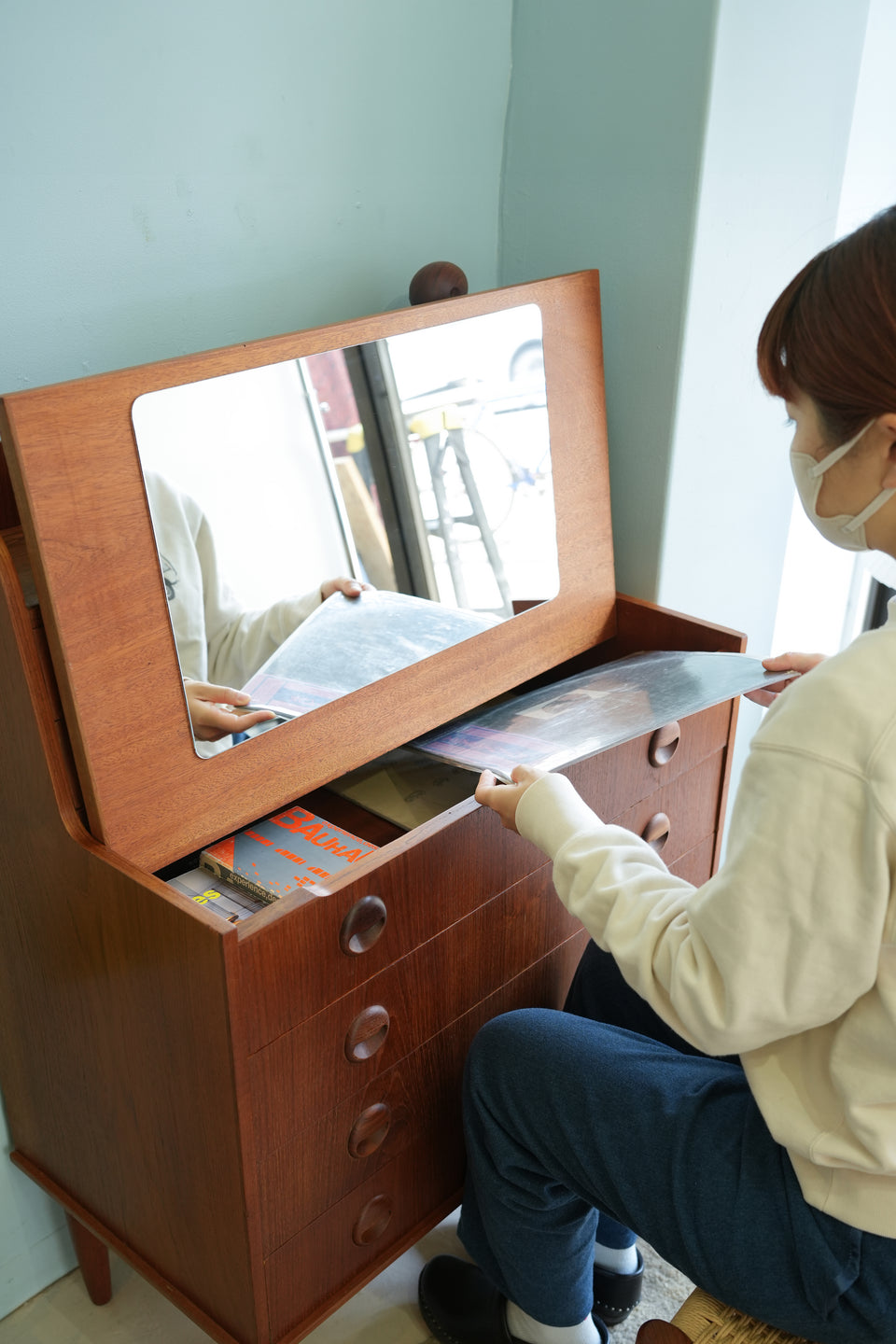 Danish Vintage Writing Bureau Dresser/デンマークヴィンテージ ライティングビューロー ミラー付き 北欧家具
