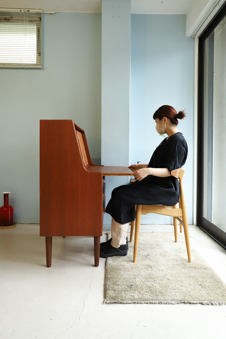 Danish Vintage Ølholm Møbelfabri Writing Bureau with Mirror/デンマークヴィンテージ ライティングビューロー ミラー付き 北欧家具