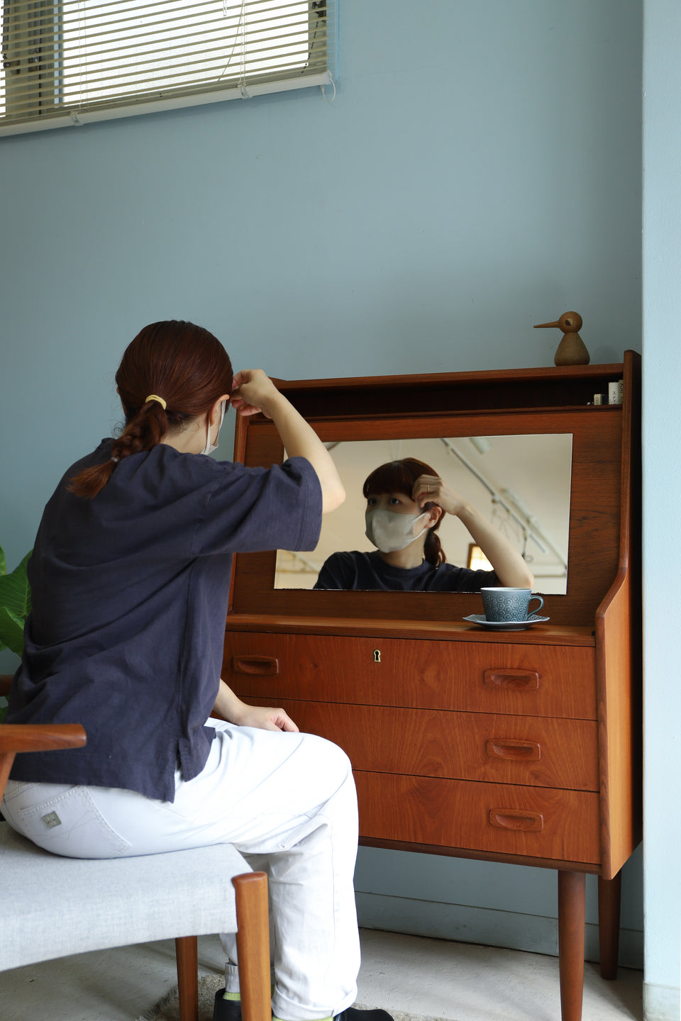 Hanbjerg Møbelfabrik Writing Bureau with Mirror Danish Vintage/デンマークヴィンテージ ライティングビューロー ドレッサー ミラー付き 北欧家具