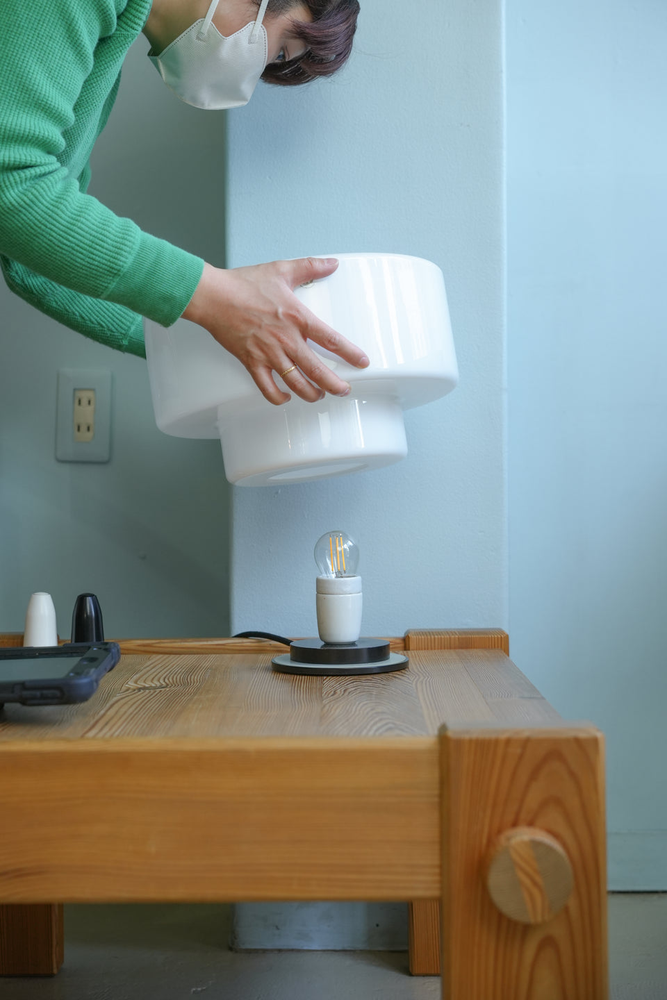 Holmegaard Two Way Table Lamp Halskov & Dalsgaard/ホルムガード ガラス テーブルランプ デンマークデザイン