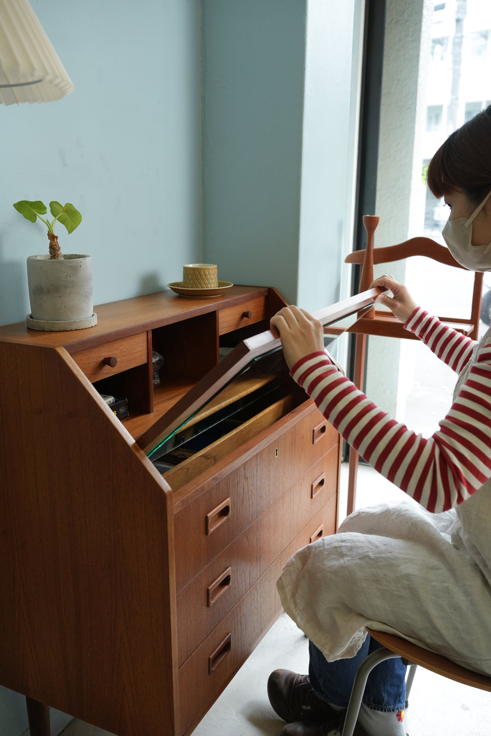Writing Bureau Dresser Danish Vintage/デンマークヴィンテージ ライティングビューロー ドレッサー ミラー付き 北欧家具