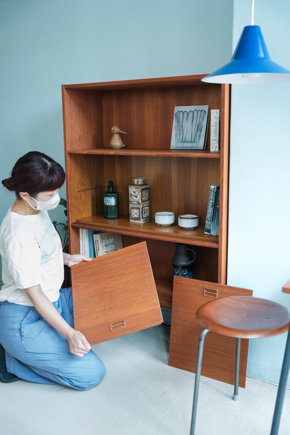 Bookcase Teak with Door Danish Vintage/デンマークヴィンテージ ブックケース シェルフ 本棚 チーク材