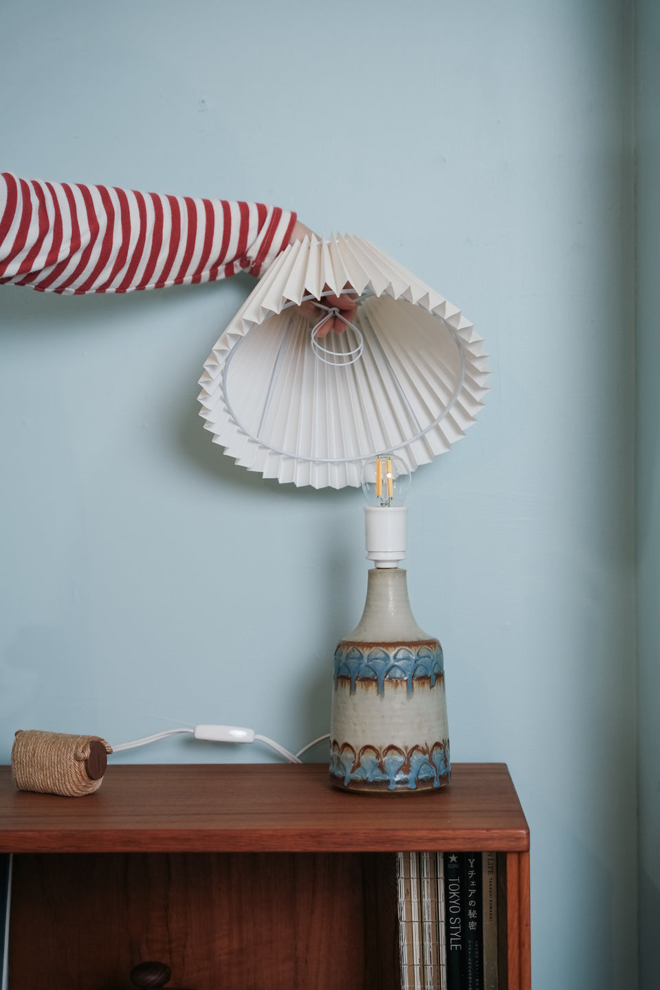 Soholm Table Lamp Beige&Blue Danish Vintage/デンマークヴィンテージ スーホルム テーブルランプ