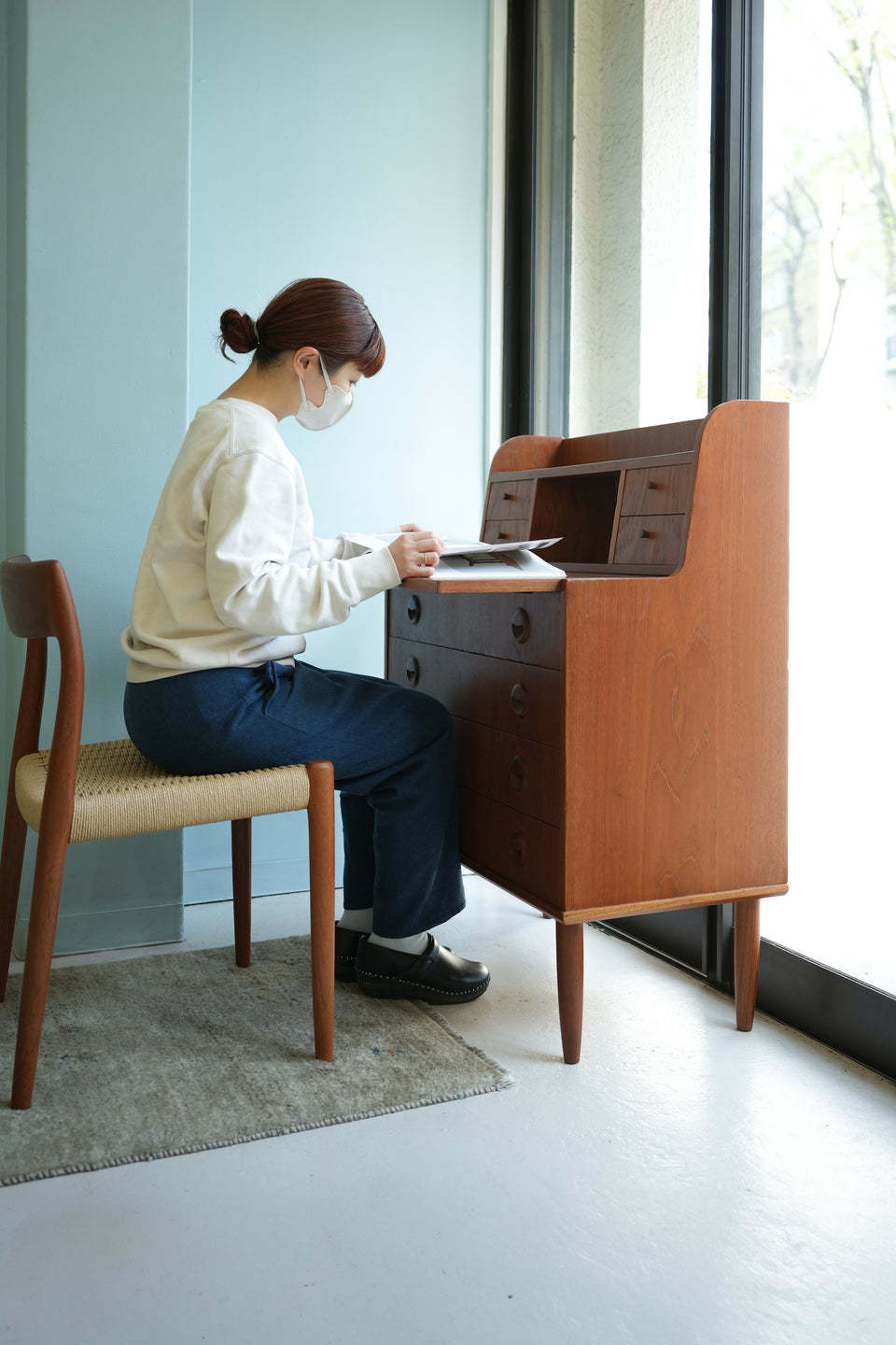 Danish Vintage Writing Bureau Dresser/デンマークヴィンテージ ライティングビューロー ミラー付き 北欧家具