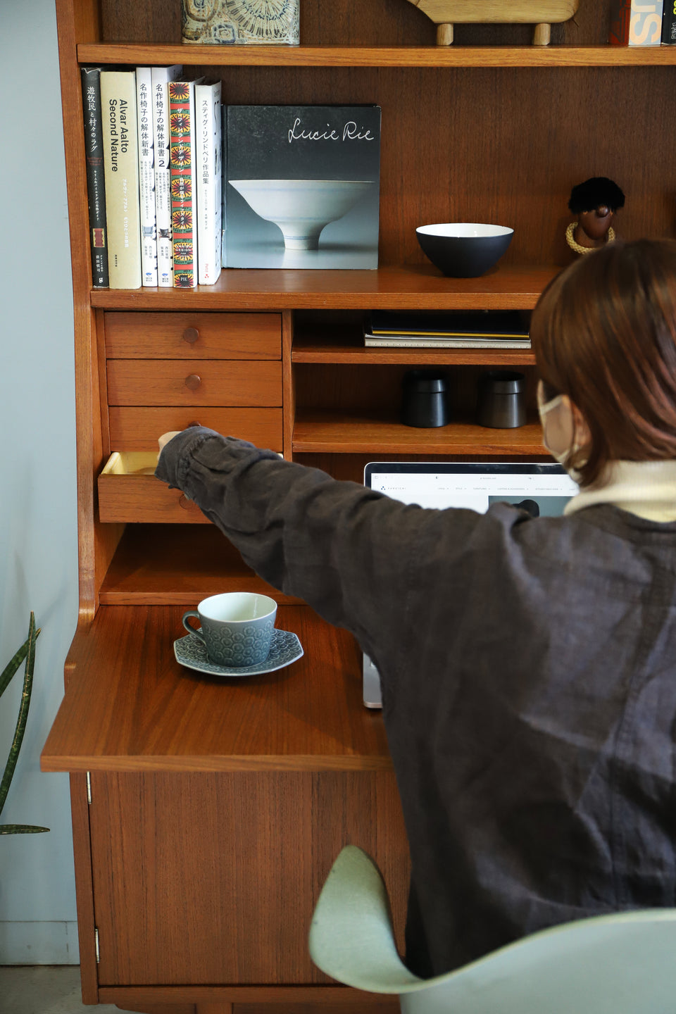 Danish Vintage Bookcase Writing Bureau H.P.Hansen Møbelindustri/デンマークヴィンテージ H.P.ハンセン ブックケース ライティングビューロー 北欧家具