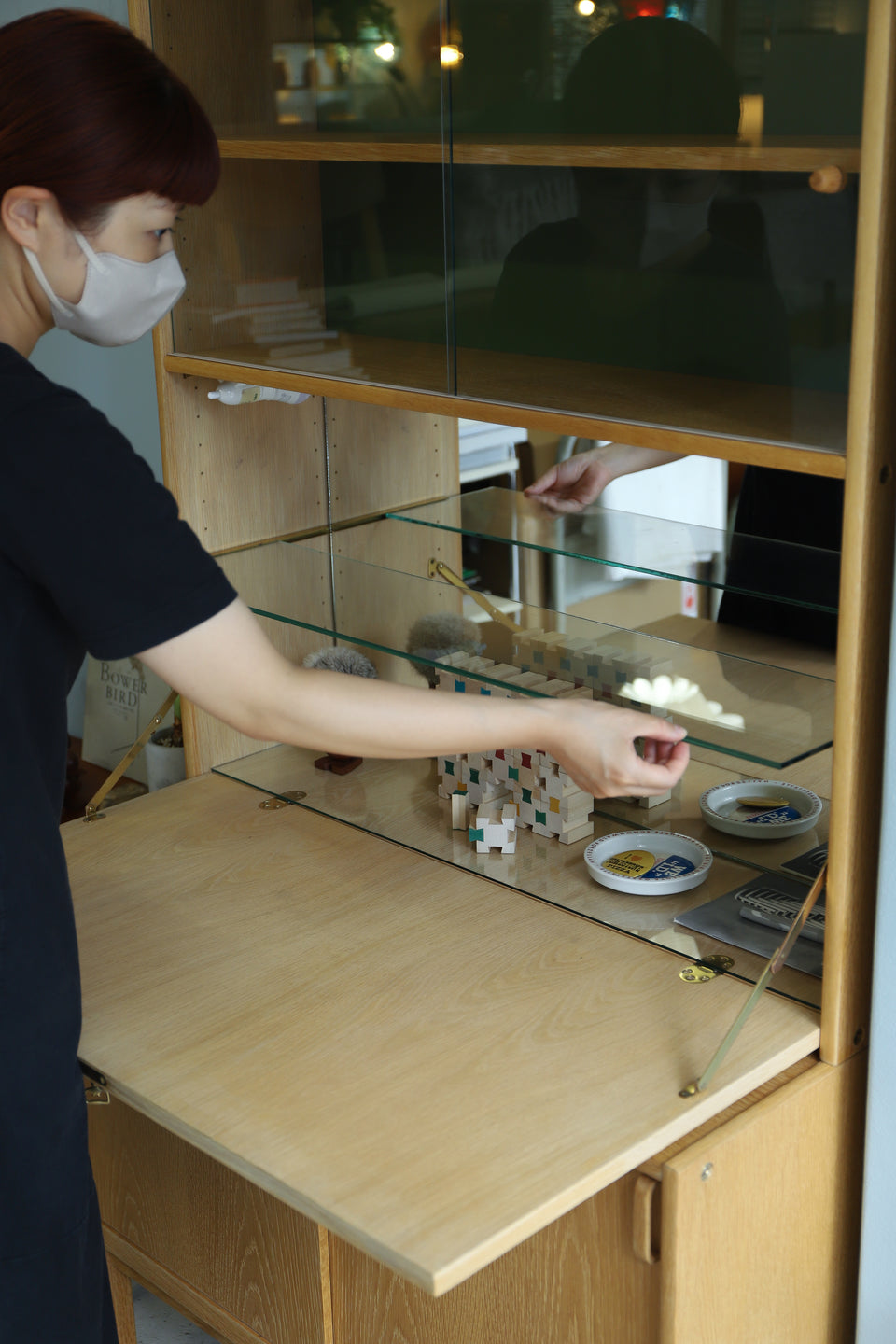Swedish Vintage Bodafors Glass Cabinet Bureau/スウェーデンヴィンテージ ボダフォース ガラスキャビネット ビューロー 北欧家具