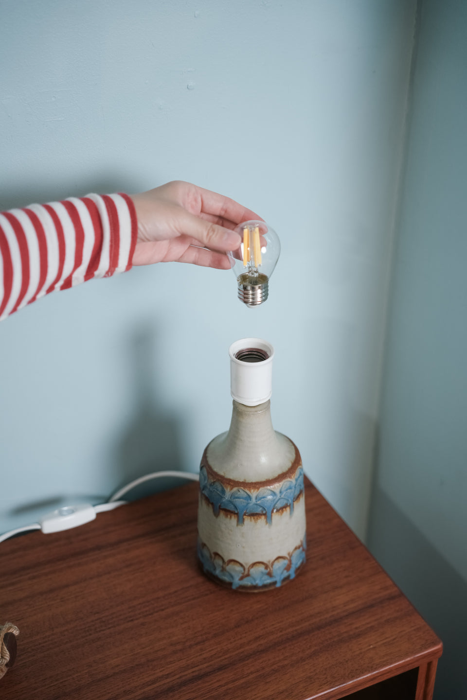 Soholm Table Lamp Beige&Blue Danish Vintage/デンマークヴィンテージ スーホルム テーブルランプ