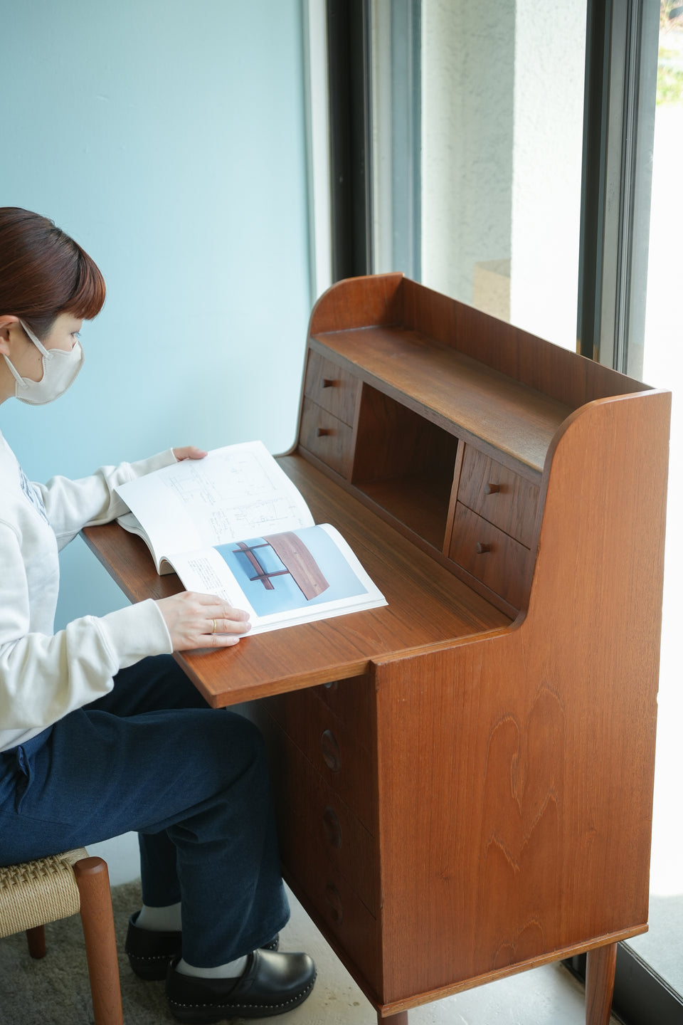 Danish Vintage Writing Bureau Dresser/デンマークヴィンテージ ライティングビューロー ミラー付き 北欧家具