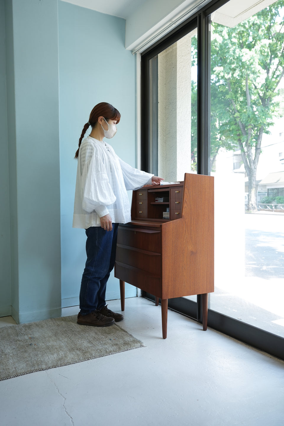 Teakwood Writing Bureau Dresser Danish Vintage/デンマークヴィンテージ ライティングビューロー ミラー付き 北欧家具