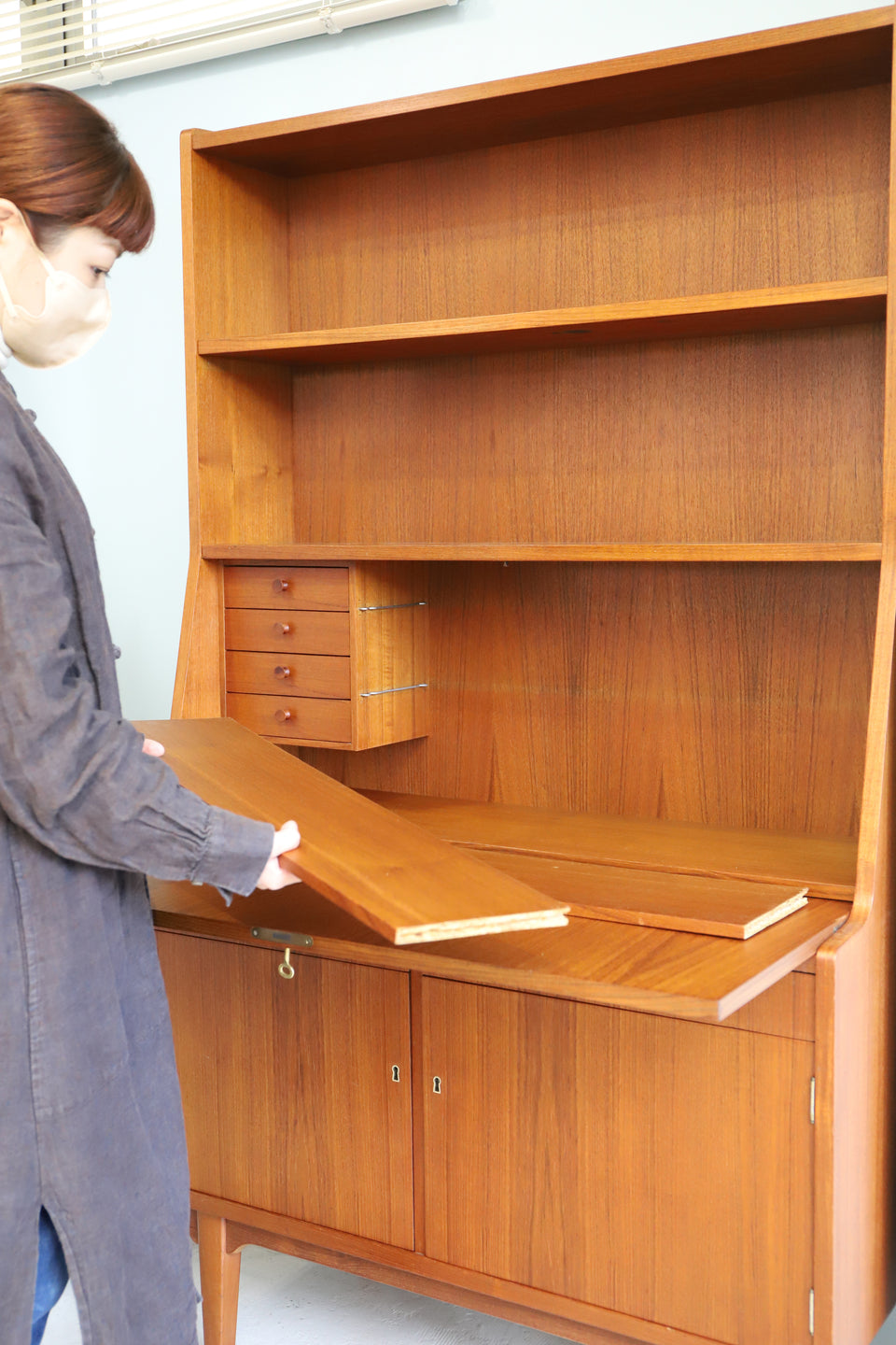 Danish Vintage Bookcase Writing Bureau H.P.Hansen Møbelindustri/デンマークヴィンテージ H.P.ハンセン ブックケース ライティングビューロー 北欧家具