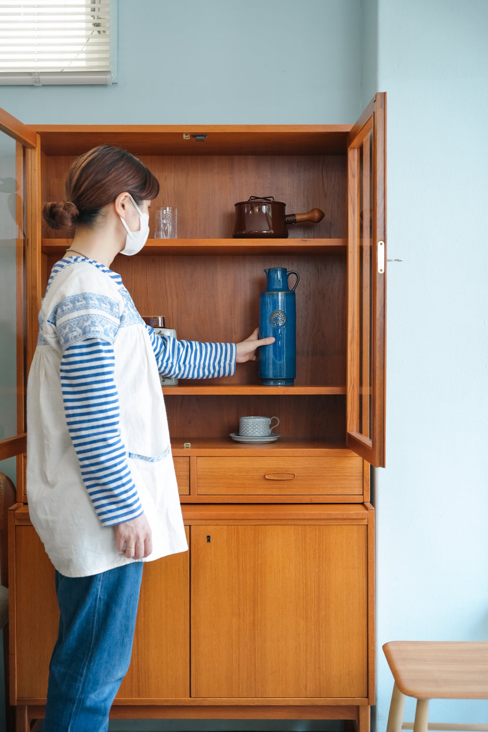 Swedish Vintage Glass Cabinet Cupboard/スウェーデンヴィンテージ ガラスキャビネット カップボード