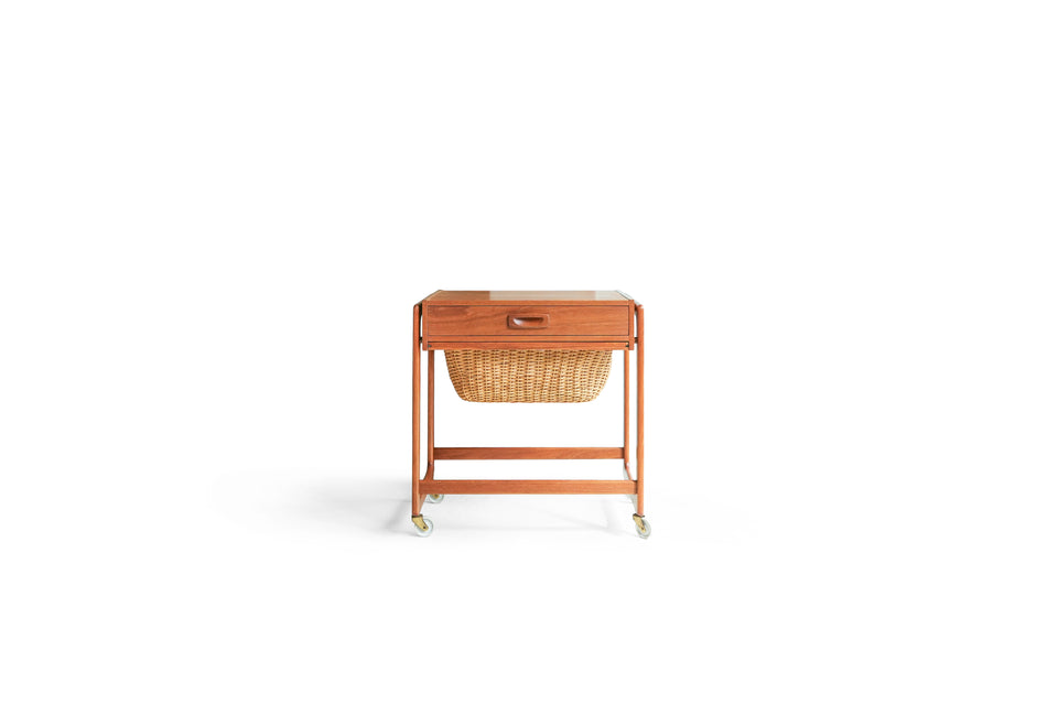 Danish Vintage Sewing Side Table/デンマークヴィンテージ ソーイングサイドテーブル キャスター付 北欧家具