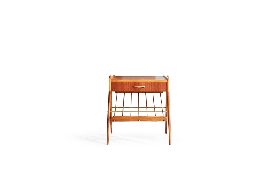 Swedish Vintage Side Chest Table with Rack/スウェーデンヴィンテージ サイドチェストテーブル マガジンラック 北欧家具